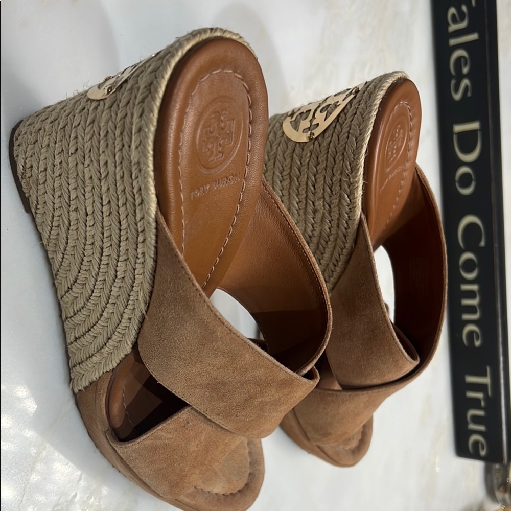 Tory Burch Brown Wedge Espadrilles
